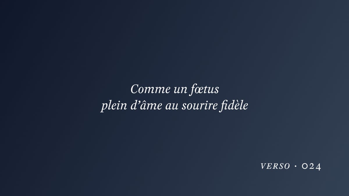 Comme un fœtus plein d’âme au sourire fidèle